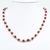 Red Amber & Pearls Baroque Beads Necklace 14k Gold Plated